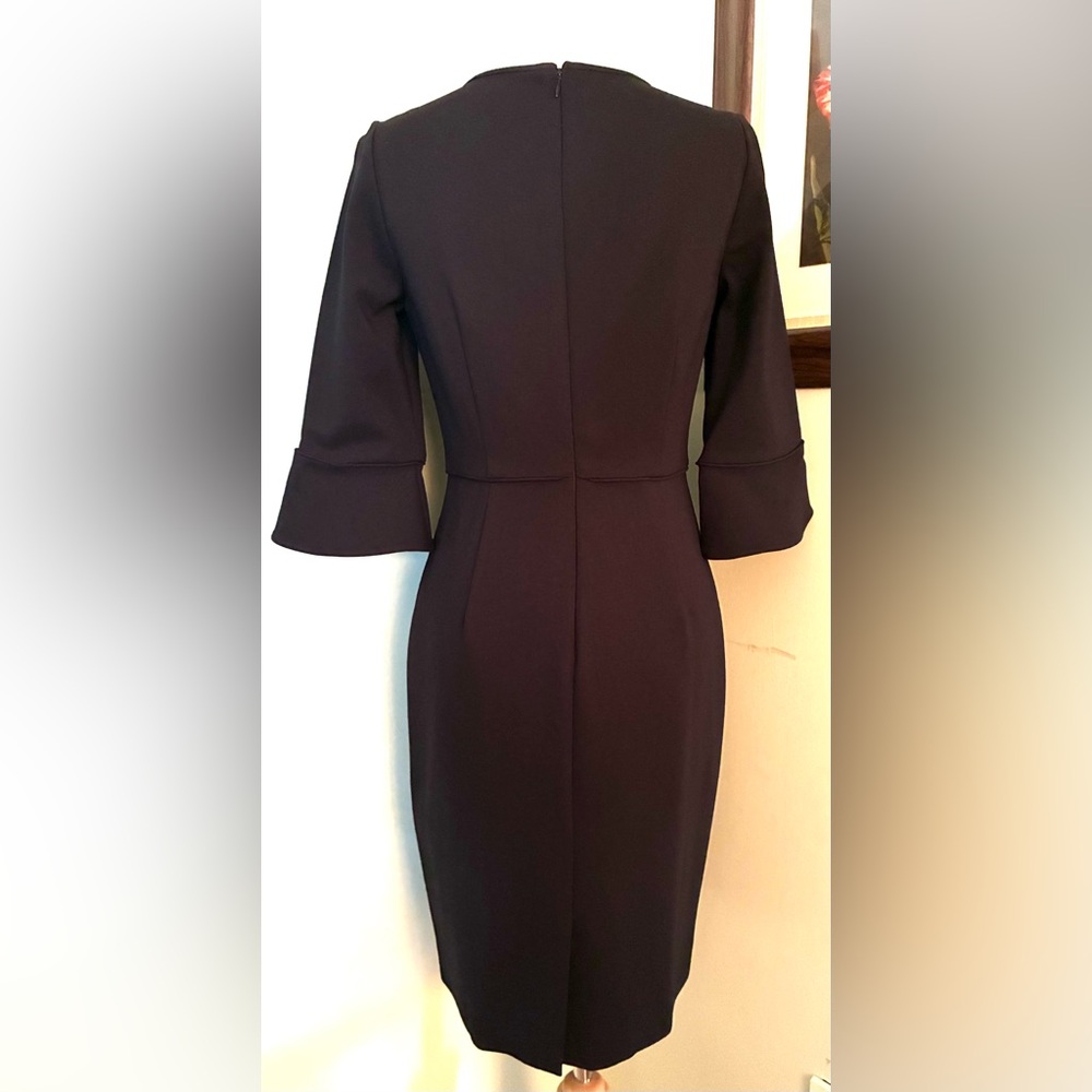 J Crew Black Ponte Knit 3/4 Bell Sleeve Sheath Dress Women's Size 2 - Picture 3 of 6